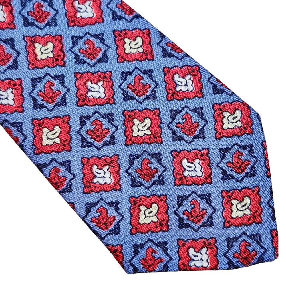 50s 60s Vintage Hollyvogue M Civello Tailor Silk Tie Geometric Pattern